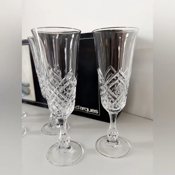 BNIB Vintage Cristal D'arques Neuville Champagne Glasses 5 oz- Set of - Picture 4 of 11